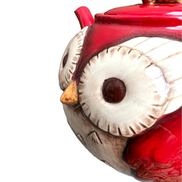 ๐ SOLD ๐ Grasslands Road Crimson Hollow Owl TEAPOT Acorn Lid Ceramic Whimsical - Picture 6 of 11